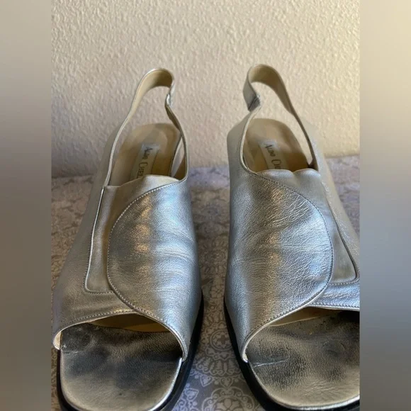 Aldo Chelini~Vtg~Soft~Leather~Slingback~Slant Wrapped Block Heel Sandal~Size 9 - Picture 8 of 16